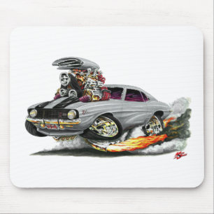 1969 Camaro Z28 Silver-Black Car Mouse Mat