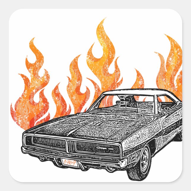 1969 Charger Square Sticker (Front)