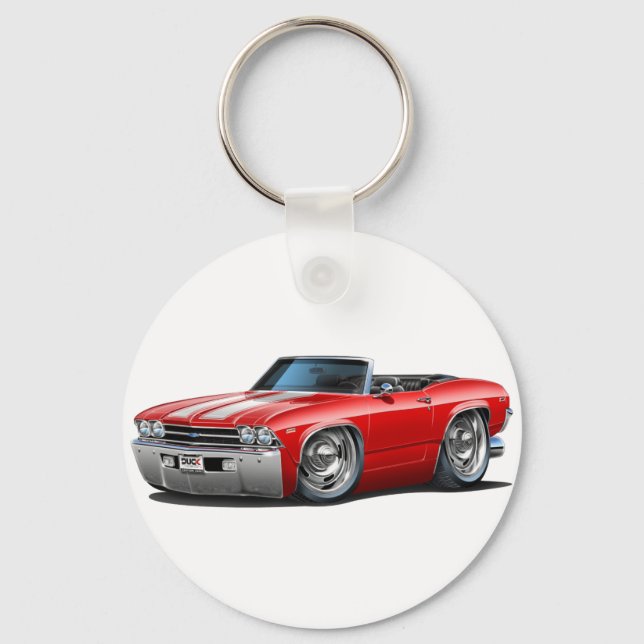 1969 Chevelle Red-White Convertible Key Ring (Front)