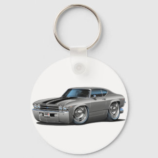 1969 Chevelle Silver-Black Car Key Ring