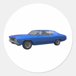 1969 Chevelle SS: Blue Finish Classic Round Sticker