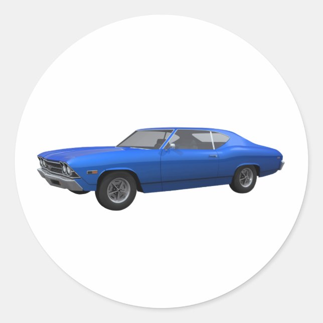 1969 Chevelle SS: Blue Finish Classic Round Sticker (Front)