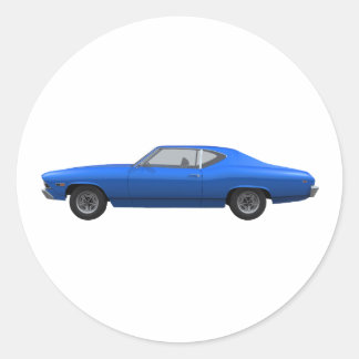 1969 Chevelle SS: Blue Finish Classic Round Sticker