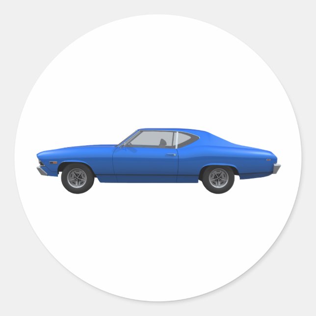 1969 Chevelle SS: Blue Finish Classic Round Sticker (Front)