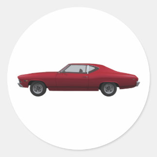 1969 Chevelle SS: Candy Apple Finish Classic Round Sticker