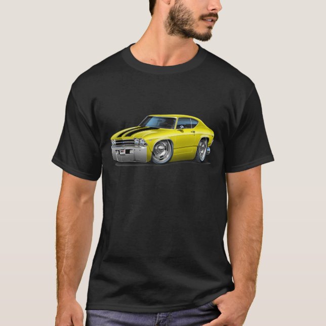 1969 Chevelle Yellow-Black Car T-Shirt (Front)