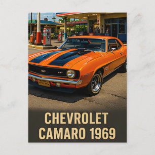 1969 Chevrolet Camaro Vintage American Muscle Car Postcard