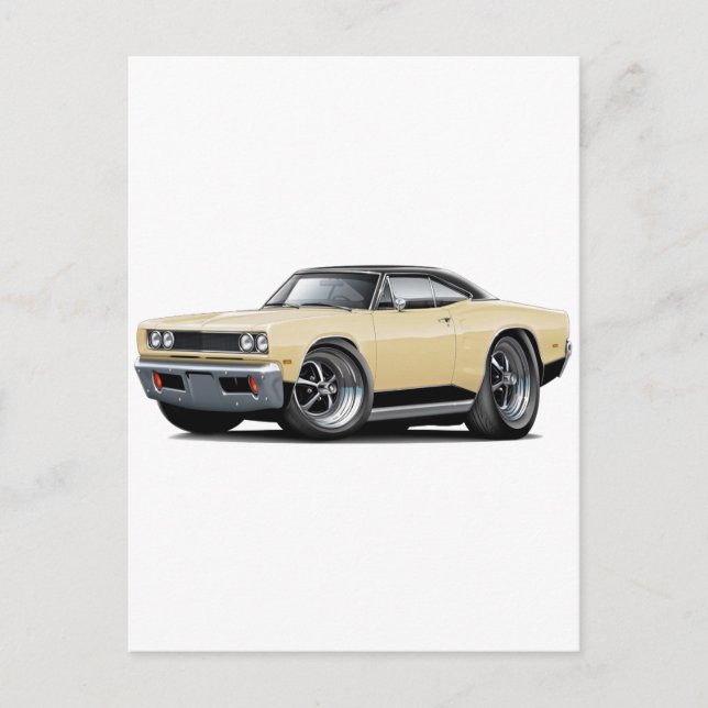 1969 Coronet RT Tan-Black Car Postcard (Front)