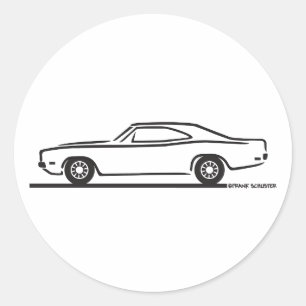 1969 Dodge Charger Classic Round Sticker