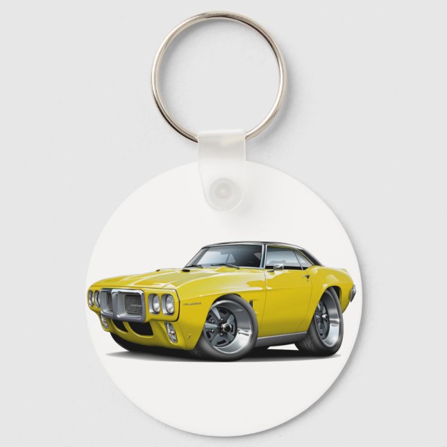 1969 Firebird Yellow-Black Top Car Key Ring (Front)
