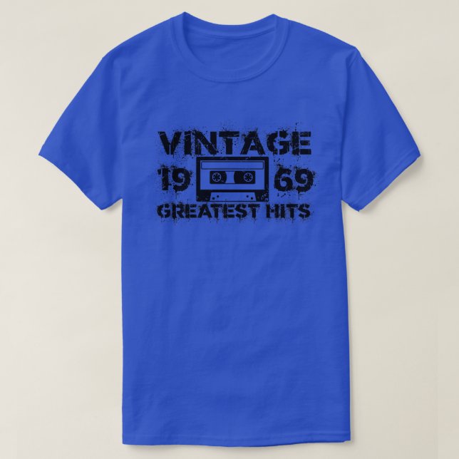 1969 Greatest Hits Vintage Black T-Shirt (Design Front)
