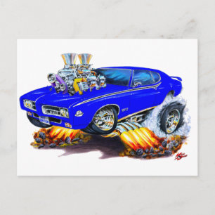 1969 GTO Judge Blue Car Postcard