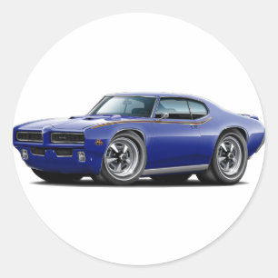 1969 GTO Judge Dark Blue Hidden Headlight Car Classic Round Sticker
