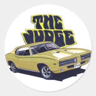 1969 GTO Judge Gold Car Classic Round Sticker