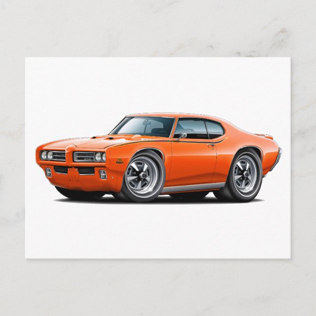 1969 GTO Judge Orange Car Postcard (Front)