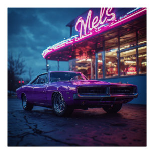 1969 Plum Crazy Purple Charger RT Poster
