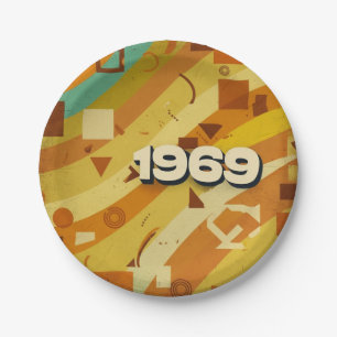 1969 - Retro Vintage 60s Geometric Design - Paper Plate