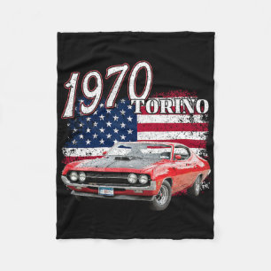 1970 70 Torino Muscle Clic Car 4th Of July America Fleece Blanket