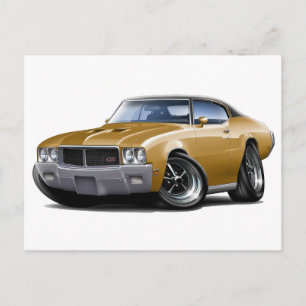 1970-72 Buick GS Gold Black Top Car Postcard