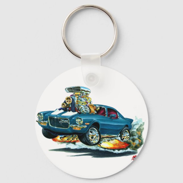 1970-72 Camaro Blue-White Car Key Ring (Front)