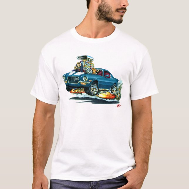 1970-72 Camaro Blue-White Car T-Shirt (Front)