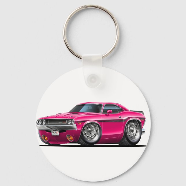 1970-72 Challenger Pink Car Key Ring (Front)