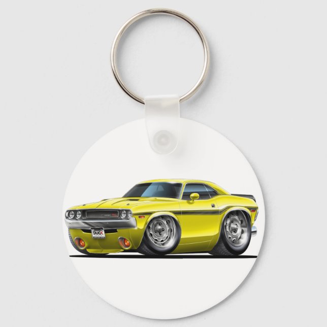 1970-72 Challenger Yellow Car Key Ring (Front)