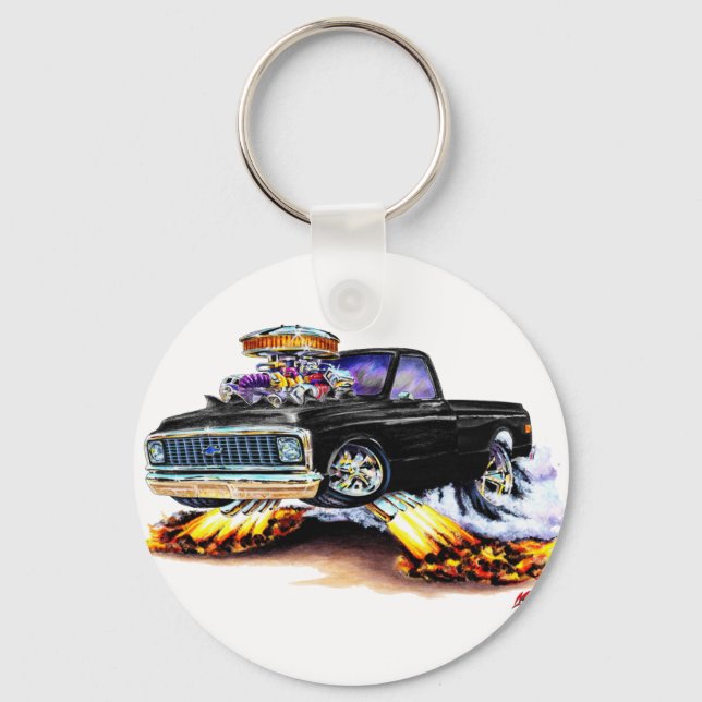 1970-72 Chevy C10 Black Longbed Key Ring (Front)