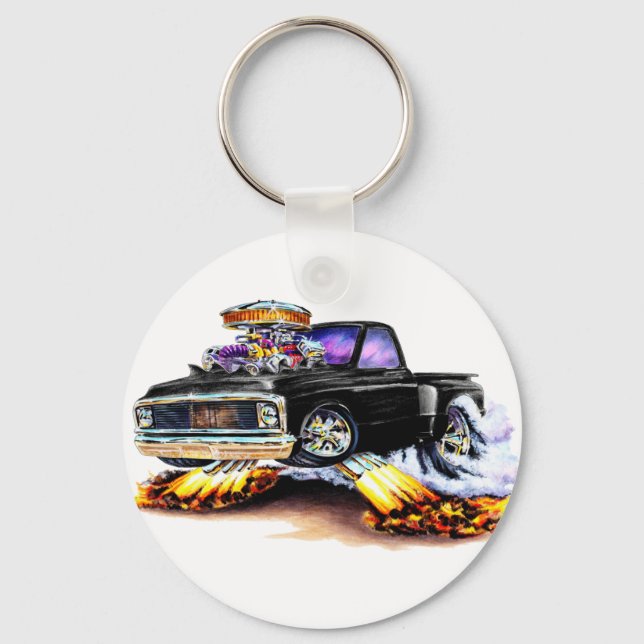 1970-72 Chevy C10 Black Truck Key Ring (Front)