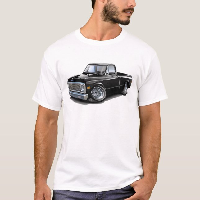 1970-72 Chevy C10 Black Truck T-Shirt (Front)