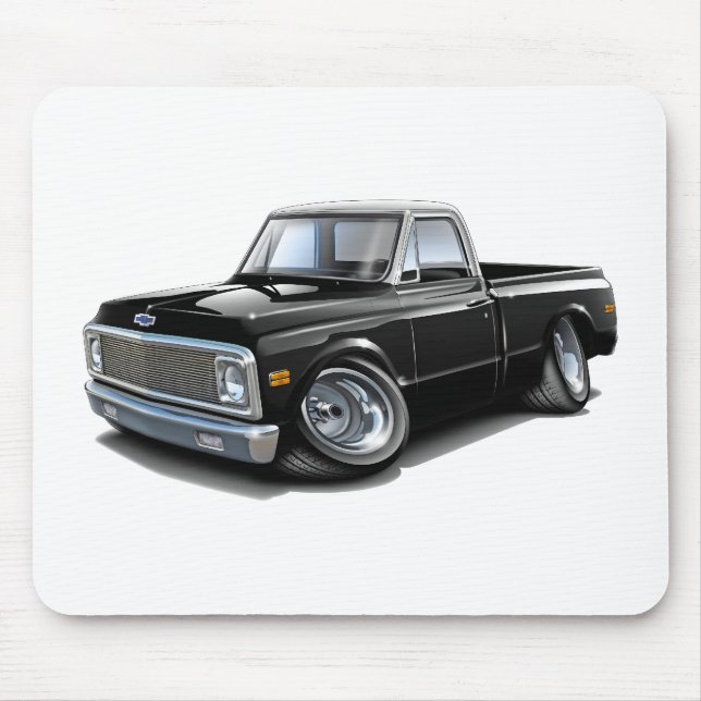 1970-72 Chevy C10 Black-White Top Truck Mouse Mat (Front)
