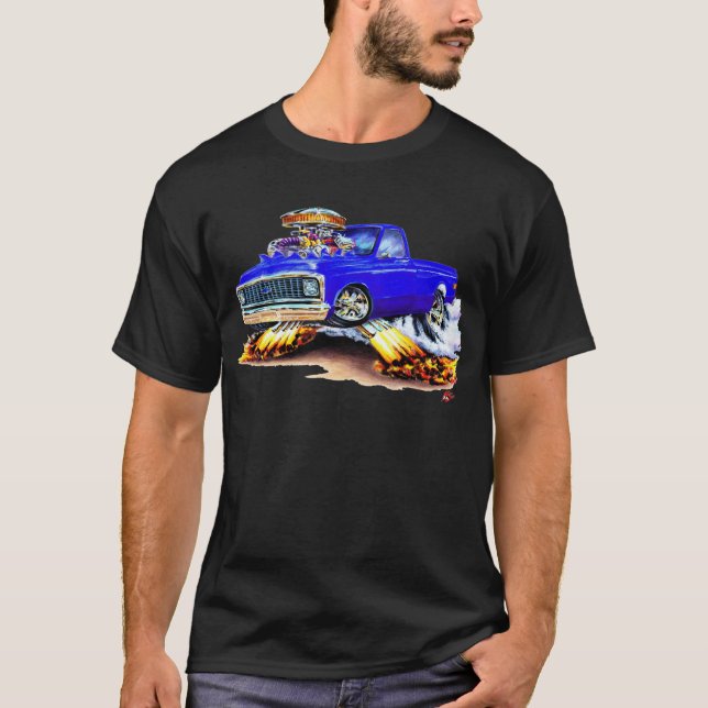 1970-72 Chevy C10 Blue Longbed T-Shirt (Front)