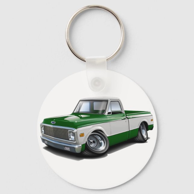 1970-72 Chevy C10 Green-White Truck Key Ring (Front)