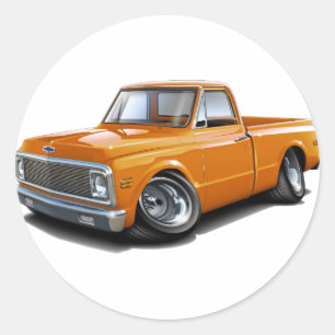 1970-72 Chevy C10 Orange Truck Classic Round Sticker