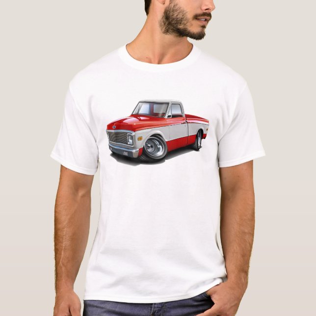 1970-72 Chevy C10 Red-White Truck T-Shirt (Front)