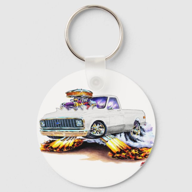1970-72 Chevy C10 White Longbed Key Ring (Front)