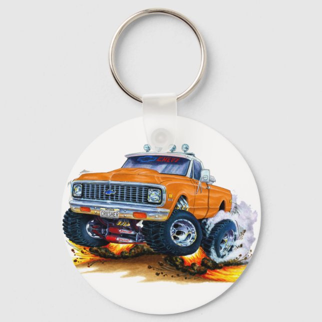 1970-72 Chevy CK1500 Orange Truck Key Ring (Front)