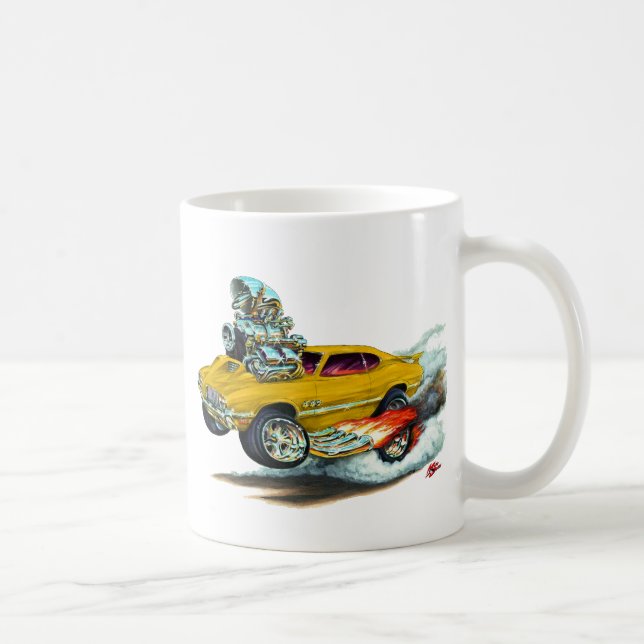 1970-72 Olds Cutlass 442 Gold Car Coffee Mug (Right)