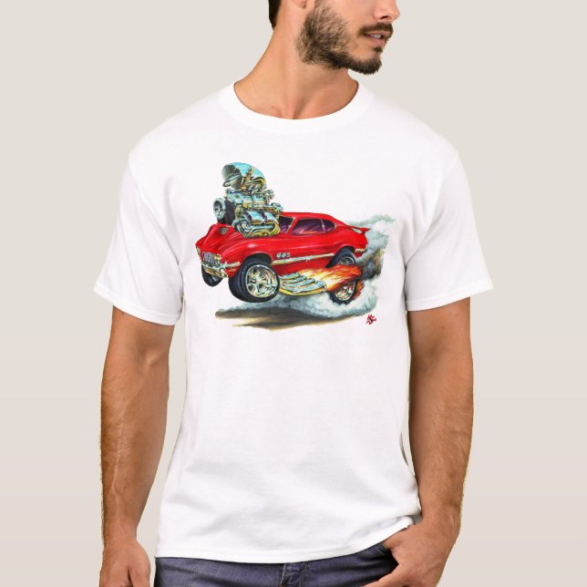 1970-72 Olds Cutlass 442 Red Car T-Shirt (Front)
