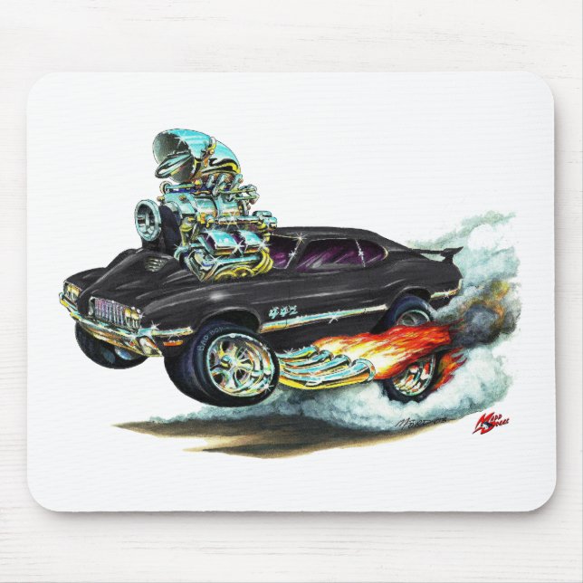 1970-72 Oldsmobile Cutlass 442 Black Car Mouse Mat (Front)