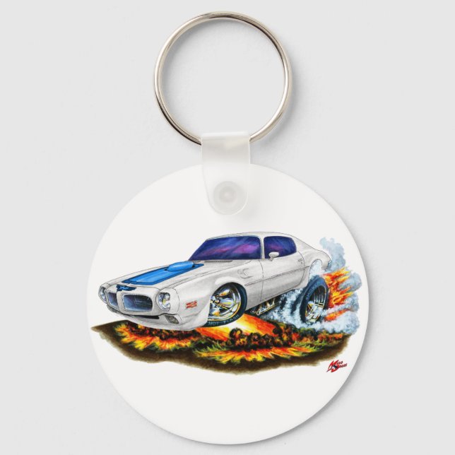 1970-72 Trans Am White Car Key Ring (Front)
