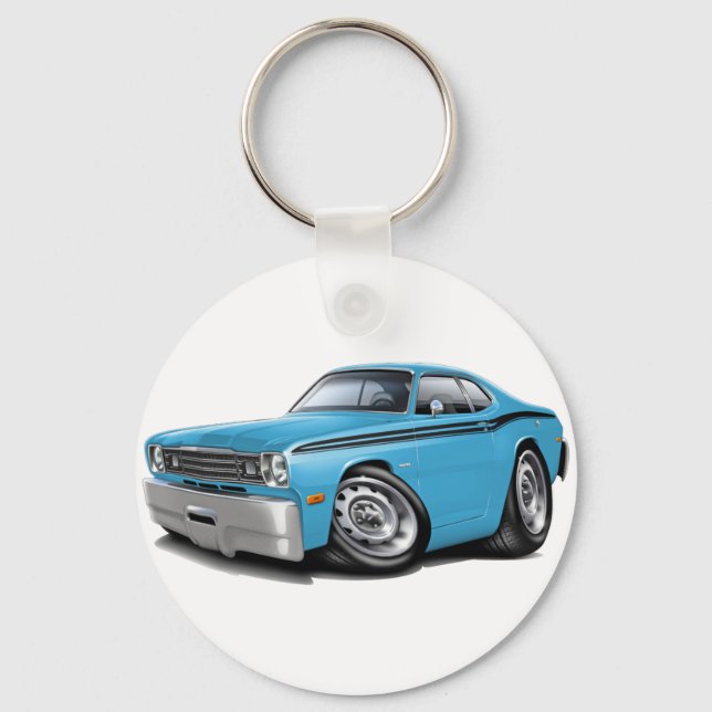 1970-74 Duster Lt Blue-Black Car Key Ring (Front)