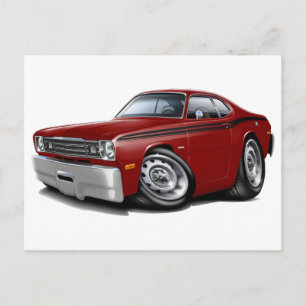 1970-74 Duster Maroon-Black Car Postcard