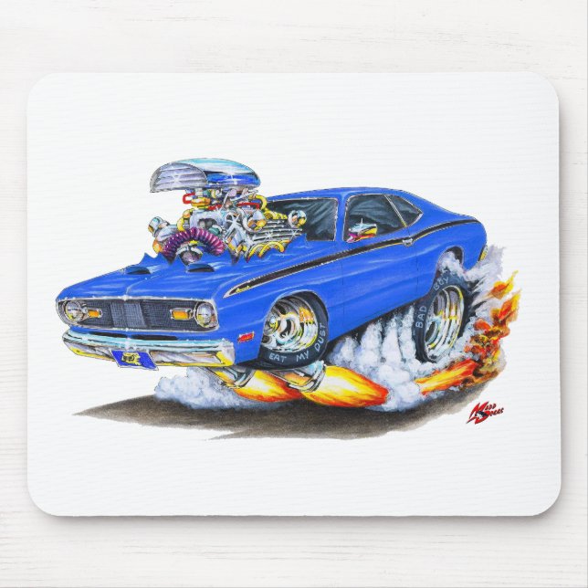 1970-74 Plymouth Duster Blue Car Mouse Mat (Front)