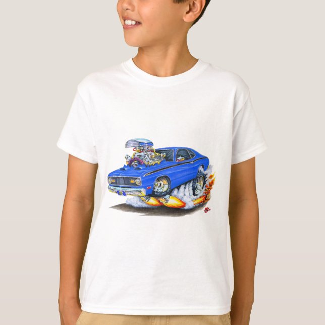 1970-74 Plymouth Duster Blue Car T-Shirt (Front)