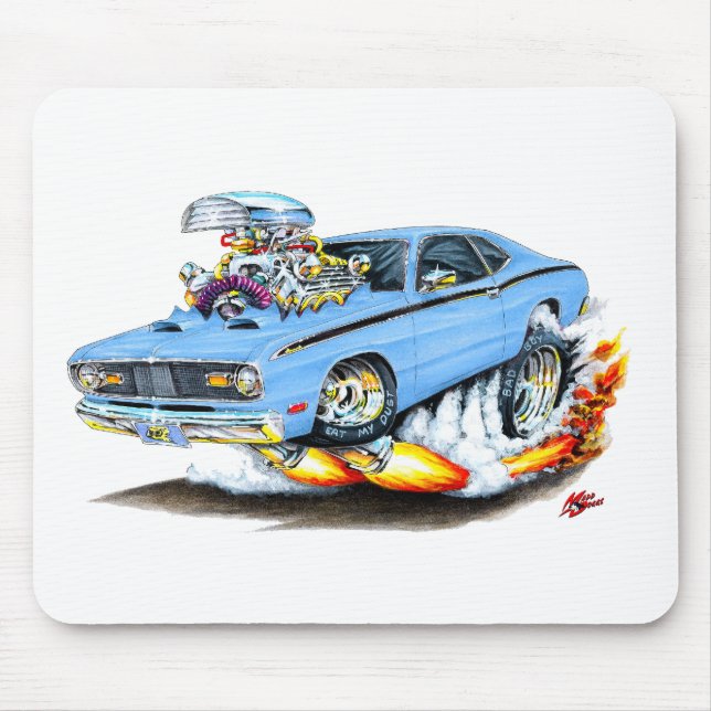 1970-74 Plymouth Duster Lt Blue Car Mouse Mat (Front)