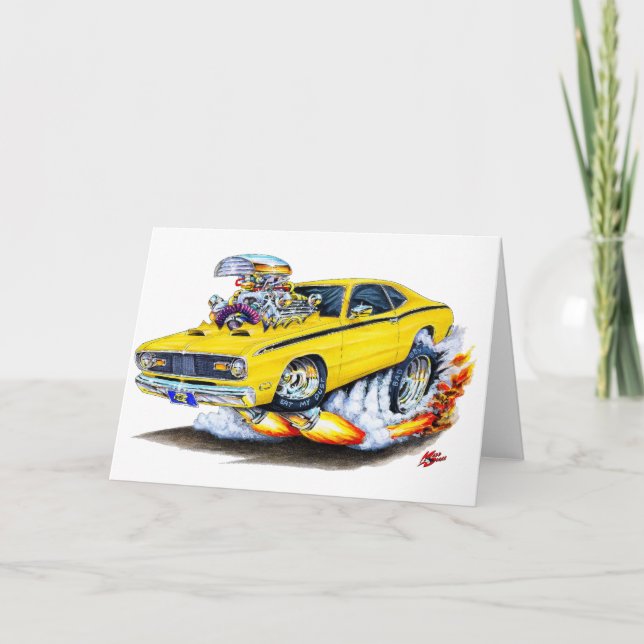 1970-74 Plymouth Duster Yellow Car Card (Front)