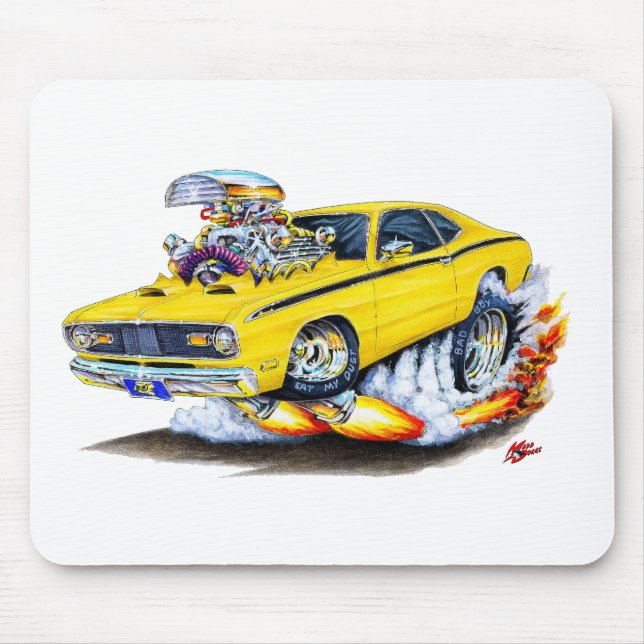 1970-74 Plymouth Duster Yellow Car Mouse Mat (Front)