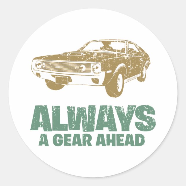 1970 AMC AMX 390 CLASSIC ROUND STICKER (Front)