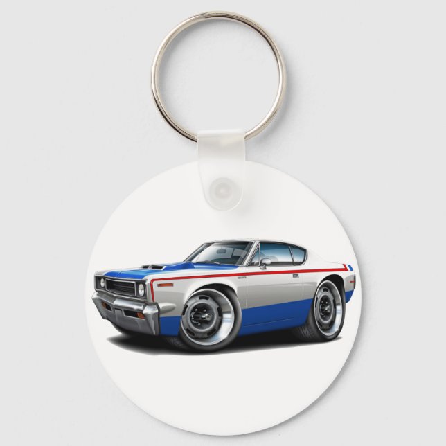 1970 AMC Rebel Machine Red-White-Blue Car Key Ring (Front)